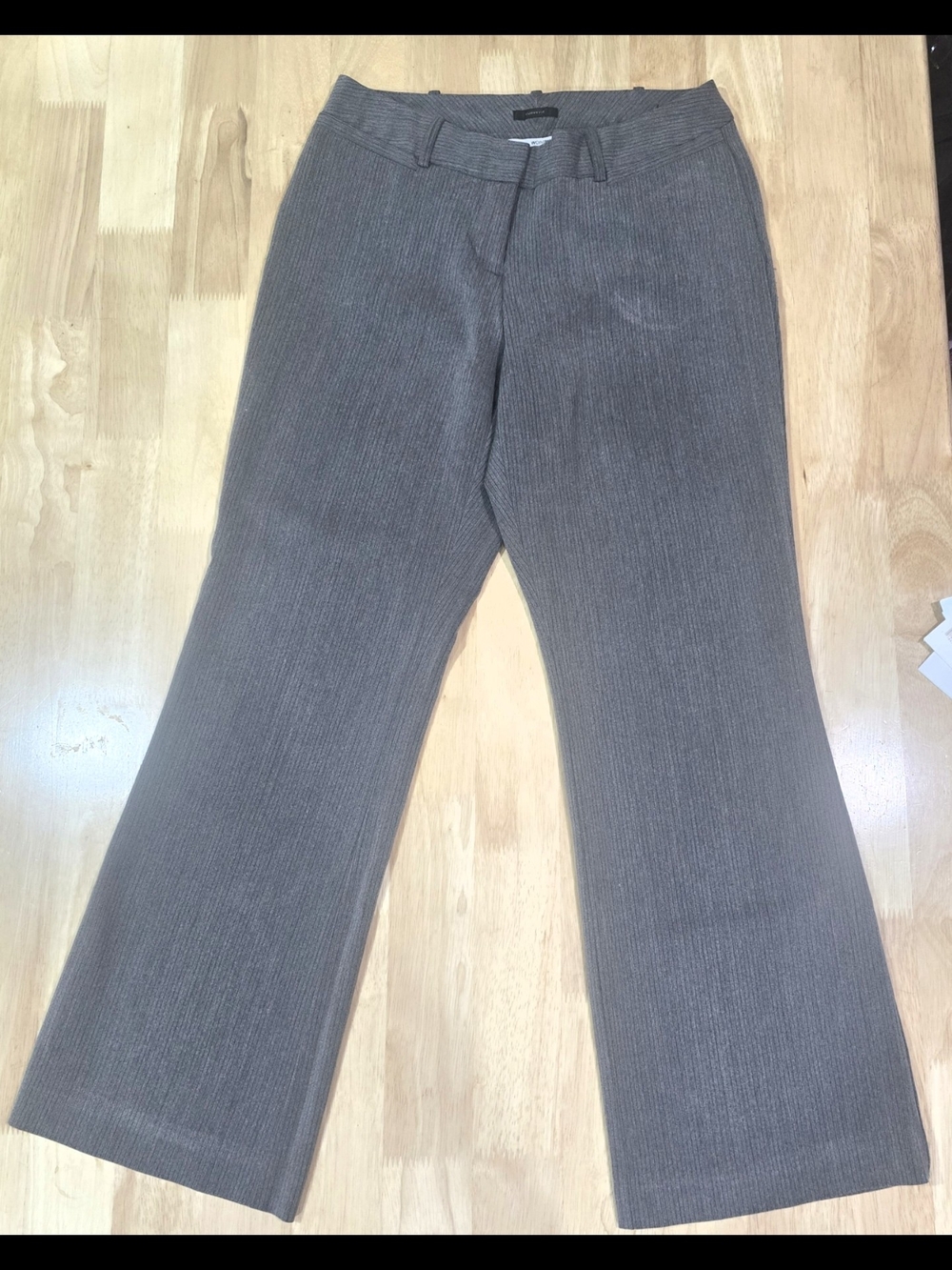 Gray Pinstripe Wide Leg Dress Pants